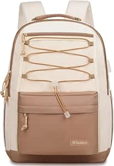 Large Aesthetic School Backpack for Teens Girls - 15.6" Laptop Bag with USB Charging