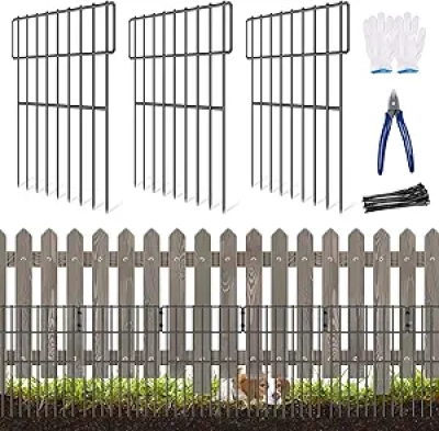 No Dig Animal Barrier Fence - 10 Panels, 10.8ft Garden Fence for Dogs & Rabbits