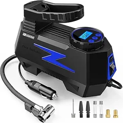 FADAKWALT 12V Portable Tire Inflator - Digital Air Compressor with LED (150PSI)