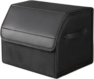 Premium Leather Collapsible Car Trunk Organizer with Lid - SUV & Sedan Storage