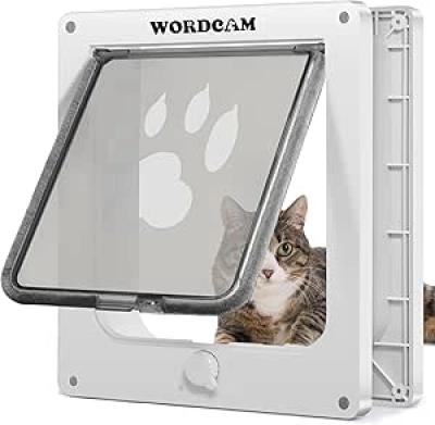 Wordcam X-Large Cat Door - 4 Way Locking Pet Door for Cats Up to 25lbs