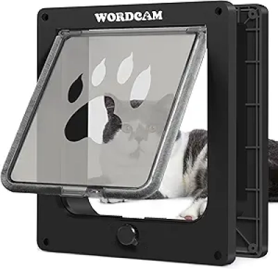 Wordcam X-Large Cat Door - 4 Way Locking Pet Door for Cats Up to 25lbs