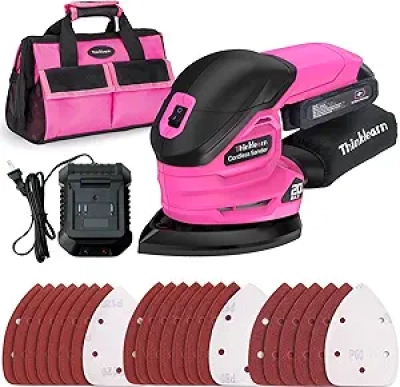 Cordless Detail Sander 20V - Mouse Sander with 22Pcs Sandpaper, 12000 RPM, Battery & Charger