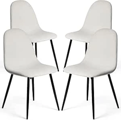 FurnitureR Dining Chairs Set of 4 - Mid Century Armless Side Chairs with Metal Legs