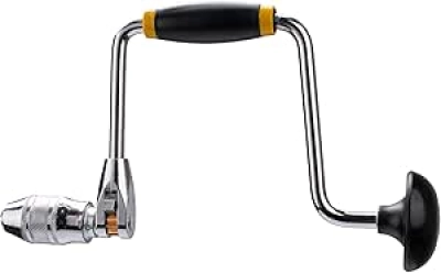 Professional 12-Inch Bit Brace Hand Crank Drill with 4-Claw Chuck - Carpenter Tool