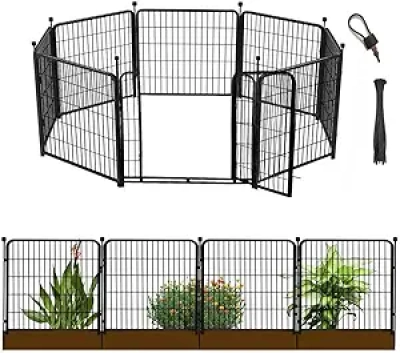 40" Heavy Duty Garden Fence Panels with Gate - Dog & Rabbit Fence for Yards
