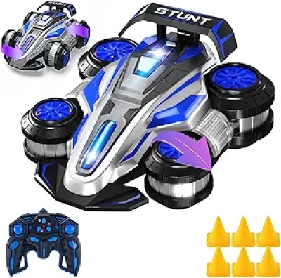 1:14 360° Rotating RC Stunt Car for Boys - 4WD Remote Control Car with Lights & Music