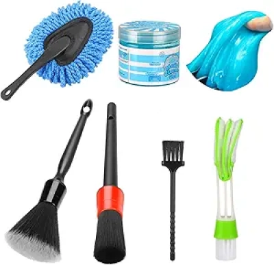 Car Interior Detailing Cleaning Kit - Microfiber Duster Brush, Gel Putty & Crevice Brushes