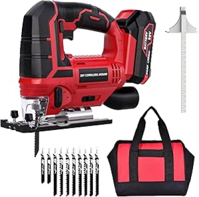 20V Cordless Jigsaw Kit - 2700 SPM Variable Speed with Battery, Charger & 10 Blades