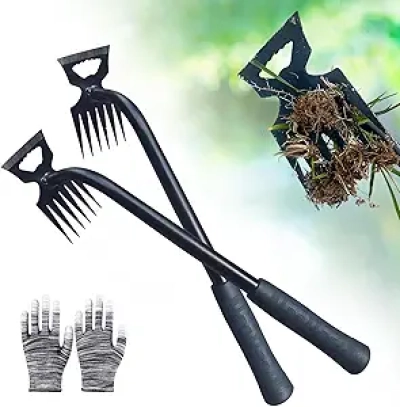 2025 Weed Puller Tool - 6-Teeth Manganese Steel Hand Weeder for Garden (2-Piece Set)