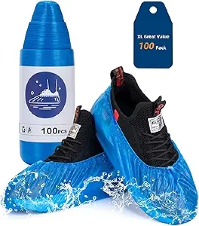 Disposable Non-Slip Shoe Covers - 100 Pack Waterproof Boot Covers for Home & Cleaning