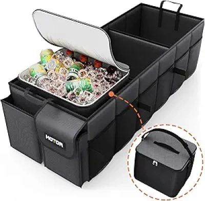 HOTOR Trunk Organizer with Detachable Cooler - 69L Foldable Car Storage for SUV