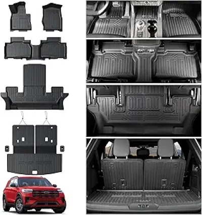 2020-2026 Ford Explorer Floor Mats & Cargo Liner - All Weather TPE Waterproof