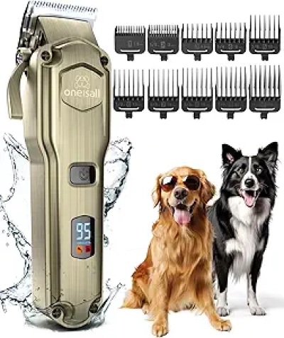 oneisall Dog Clippers for Thick Coats - Cordless Pet Grooming Shaver with Stainless Steel Blade