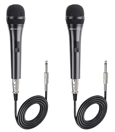 Cable Matters 2-Pack Cardioid Dynamic Vocal Microphones - 15ft Wired Karaoke Mics
