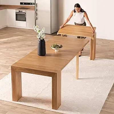 Extendable Dining Table for 2-12 | Space-Saving Scandinavian Oak Wood Table