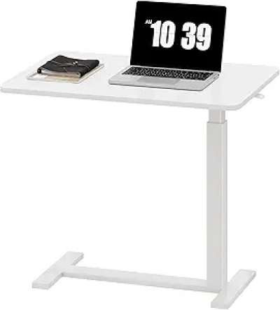 Adjustable Overbed Bedside Table with Wheels - Hospital & Home Rolling Laptop Desk