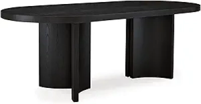 Signature Design by Ashley Rowanbeck Black Dining Table for 8 - Art Deco Style
