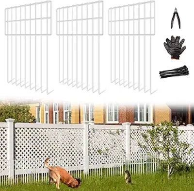 25-Panel Garden Fence 17in Dog Dig Barrier | Rustproof Metal Animal Fence 27ft