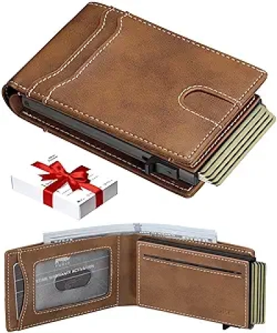 RFID Blocking Slim Pop-Up Wallet for Men | Minimalist Front Pocket Card Holder