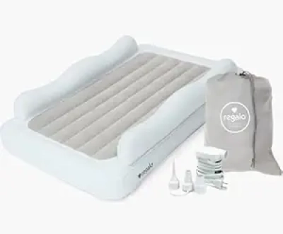 Regalo Inflatable Toddler Travel Bed with Bumpers - Portable Air Mattress for Kids
