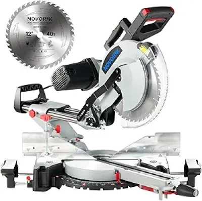 12" Double Bevel Compound Sliding Miter Saw with Laser Guide & 15-Amp Motor