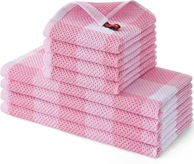 Homaxy 100% Cotton Kitchen Towels & Dishcloths Set - 8 Pack Waffle Weave