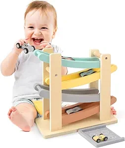 Wooden Car Ramp Race Track Toy for Toddlers 1-3 Years | Montessori Learning Toys