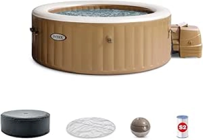 INTEX 28425EH PureSpa 4-Person Inflatable Hot Tub with Bubble Massage & Energy Efficient Cover