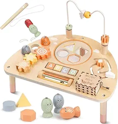 8-in-1 Montessori Activity Table for Toddlers 1-3 Years | Wooden Sensory Toy