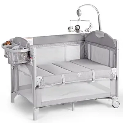 4-in-1 Bedside Baby Bassinet with Changing Table & Portable Crib