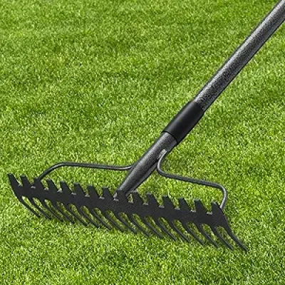 63" Bow Rake with 17 Tines - Heavy Duty Garden Rake for Soil Loosening & Lawn Management