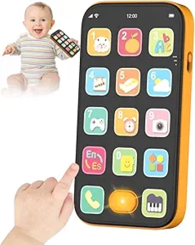 Bilingual Baby Phone Toy English Spanish - Light Up Learning Phone for 6-12 Months