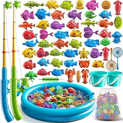 Magnetic Fishing Pool Toy Game Set for Kids Ages 3-8 | Indoor & Outdoor Water Table Toys