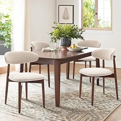COLAMY Wooden Dining Chairs Set of 4 - Modern Upholstered Kitchen Chairs with Farmhouse Style
