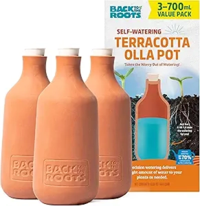Self-Watering Terracotta Olla Pot (3-Pack) - 700mL Precision Watering for Plants