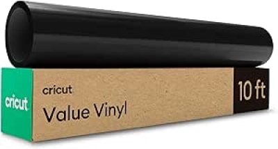 Cricut Value Permanent Vinyl Black 12in x 10ft - Durable Adhesive Vinyl