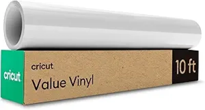 Cricut Value Permanent Vinyl White 12in x 10ft - Affordable Adhesive Vinyl for DIY Crafts