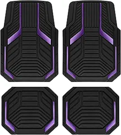 Purple Heavy Duty Rubber Car Floor Mats with Aluminum Film - All Weather Protection