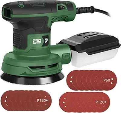 Prostormer 5-Inch Random Orbital Sander - 6 Variable Speeds, 21 Sandpapers & Dust Collection