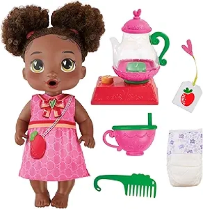 Baby Alive Bubbly Tea Party Berry Boo Doll - 11" Interactive Doll with Teapot & Accessories