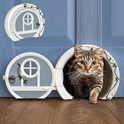 Gnome® Interior Cat Door - Large Pet Door for Cats Up to 20 lbs, Lockable & Easy Install