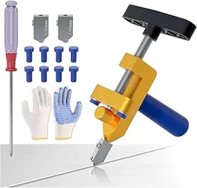 Glass Tile Cutter with 3 Tungsten Steel Blades - 2-in-1 Manual Cutting & Breaking Tool
