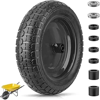 TICONN 4.80/4.00-8 Flat Free Wheelbarrow Tire - 300 lb Capacity, Universal Fit