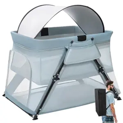 Lilian&Gema 2-in-1 Portable Travel Crib with Backpack | Lightweight Foldable Baby Playpen
