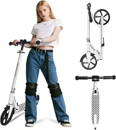 Nattork Adjustable Kick Scooter for Kids & Adults - Foldable with Anti-Shock Suspension