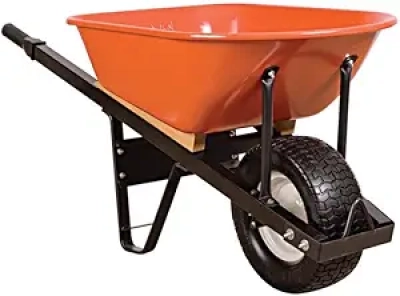 A.M. Leonard 6-Cubic-Foot Steel Tray Wheelbarrow | 500 lbs Capacity | Flat-Free Tire