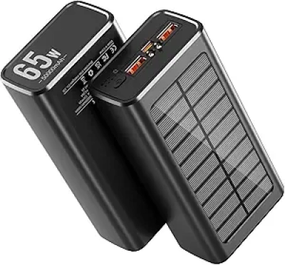 50000mAh Solar Power Bank 65W USB-C Fast Charging Laptop Charger