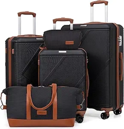 5 Piece Luggage Set with TSA Lock & Spinner Wheels | Lightweight Hardshell Suitcase