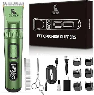 VOVO 3-Speed Cordless Dog Hair Clippers - Professional Grooming Kit with 33-Tooth Titanium Blade